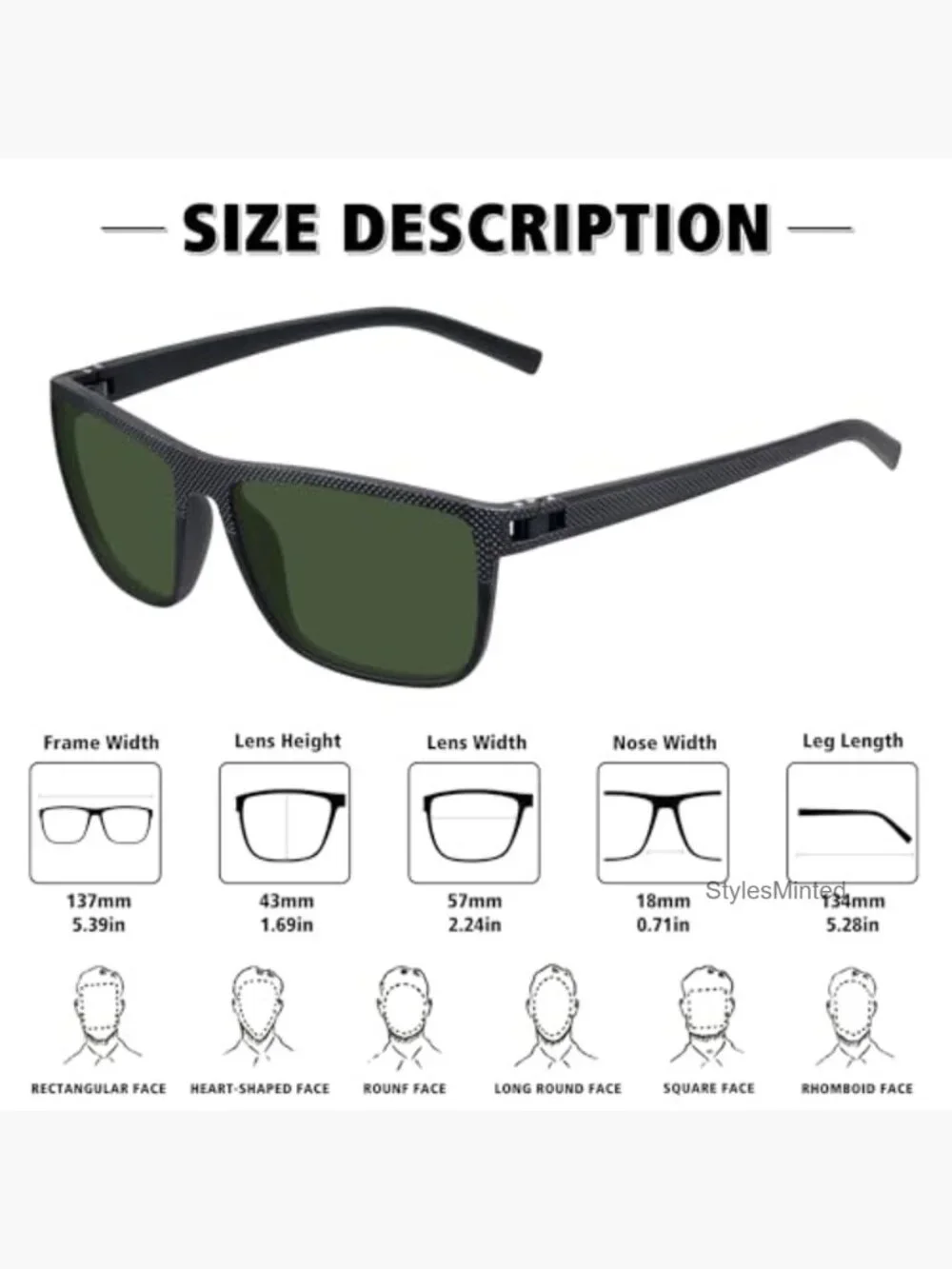 Unisex Polarized Square Sunglasses UV Protection for Sports Fishing Running Golf
